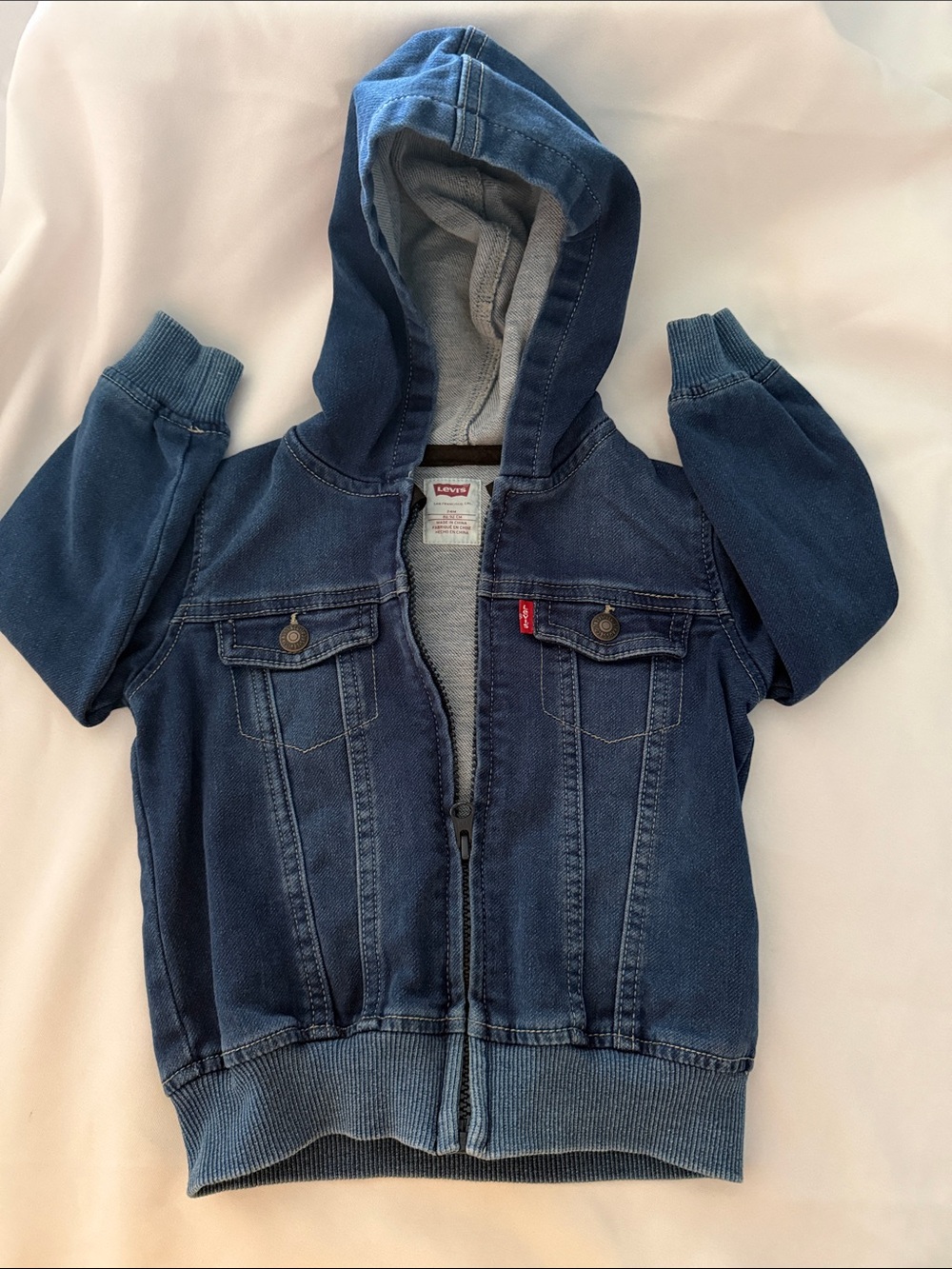 Levi's Dark Blue Hooded Denim Jacket and Joggers 24 months